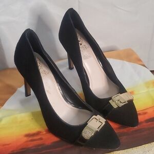 Vince Camuto black suede pointed toe heels Size 7.5